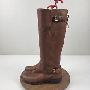 J.Crew Boots Womens Size 8 Brown Leather Knee High Riding Buckle Italy 54650